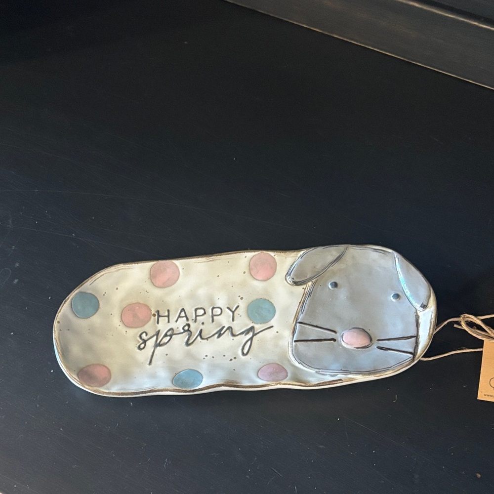 Mud Pie Polka Dot Happy Spring Tray - Picture 2 of 3